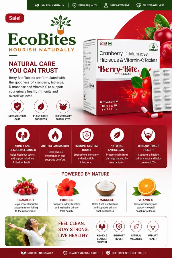 Cranberry, D-Mannose, Hibiscuss & Vitamin C Tablets